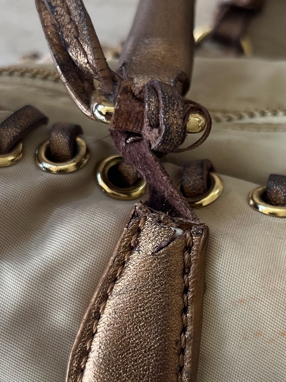 Prada Cream Mini Bag with Bronze Trim and Tassel - Picture 12 of 13
